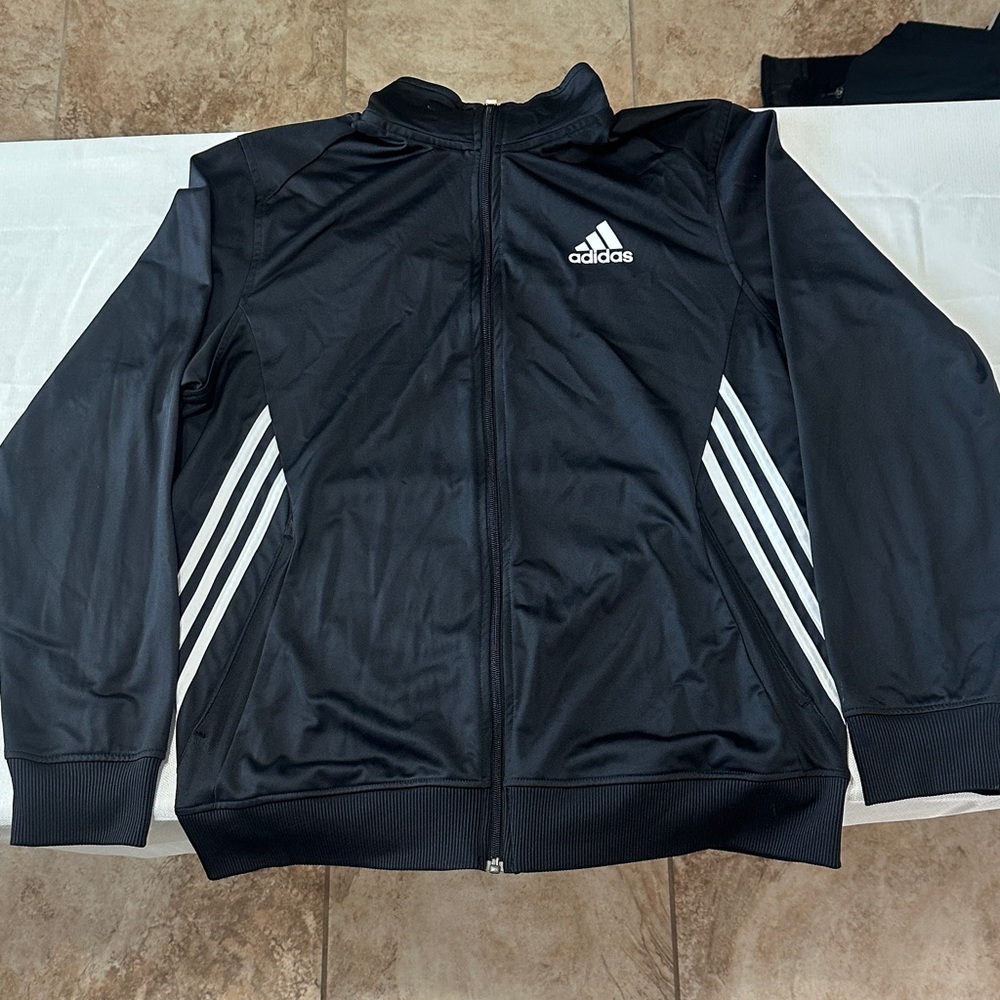 Adidas Black and White Zip-Up Jacket